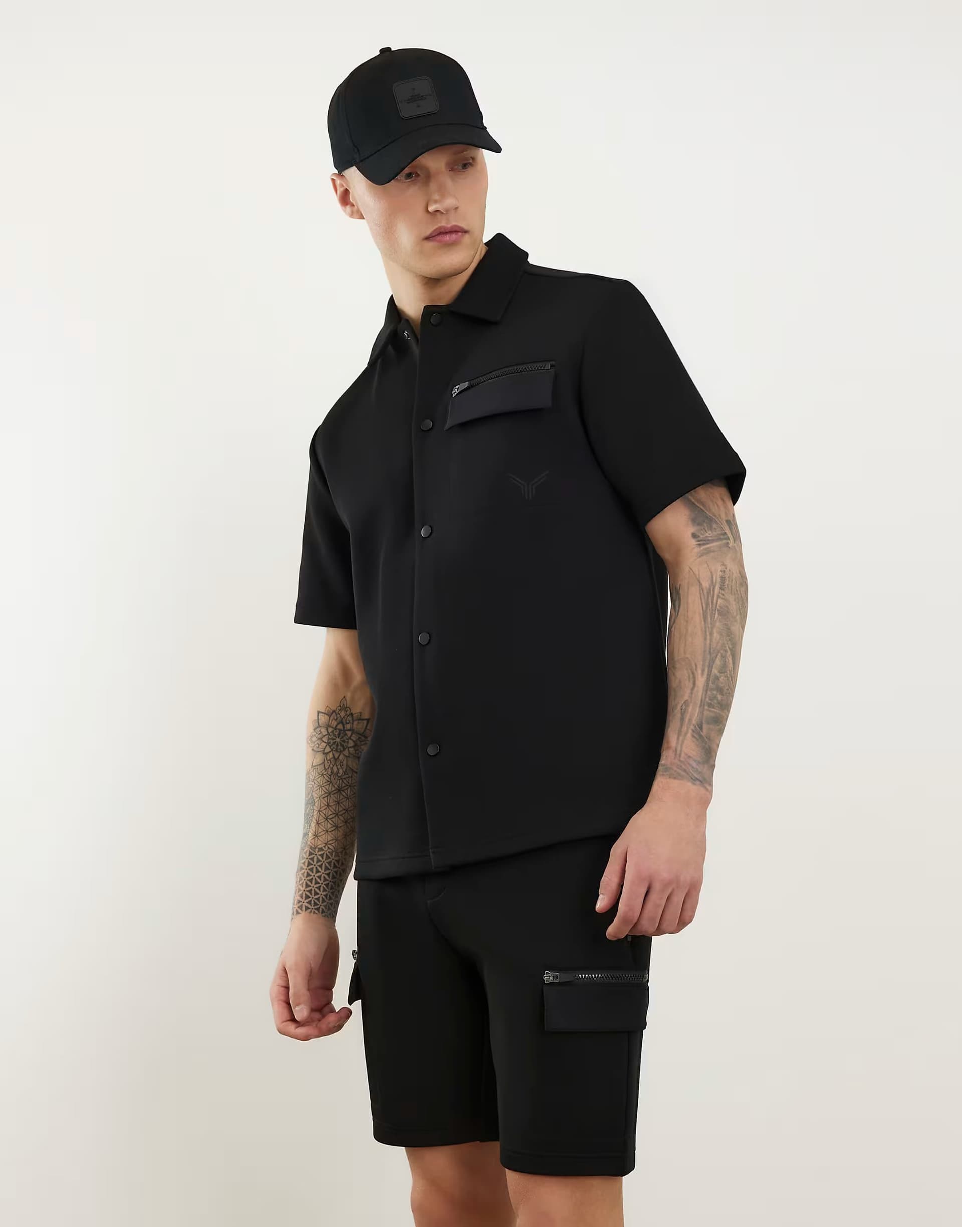 ASOS River Island Regular fit premium short sleeve shirt in black