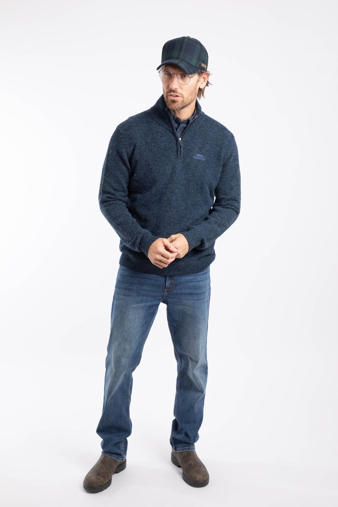 Weird Fish Weird Fish Men's Altwood 1/4 Zip Jumper in Navy - 4