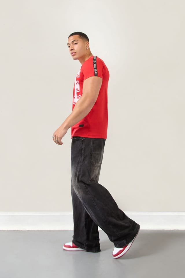 LONDON ATTITUDE LONDON ATTITUDE Men's FREE Regular Fit Tape Red T-Shirt - 3