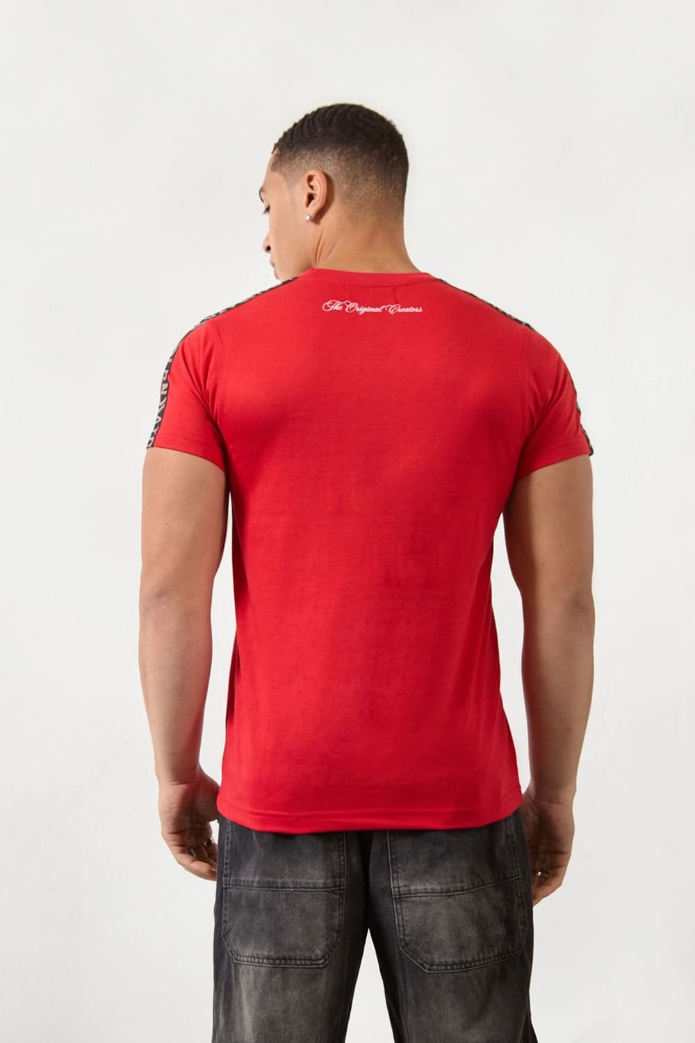 LONDON ATTITUDE LONDON ATTITUDE Men's FREE Regular Fit Tape Red T-Shirt - 4