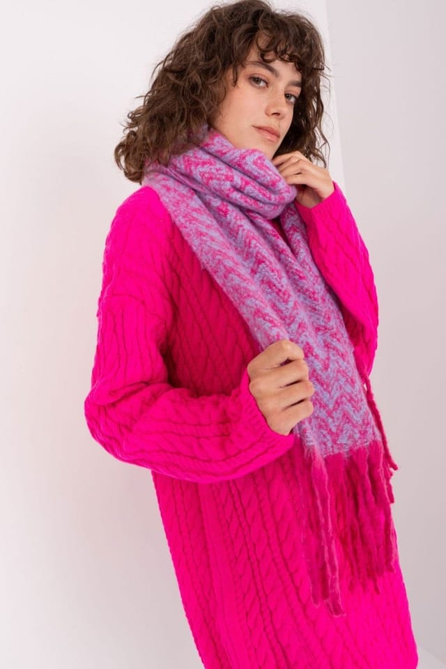 Love Lace Love Lace Women's Long Geometric Pattern Tassel Scarf Polyester for Fall Winter in Pink - 2