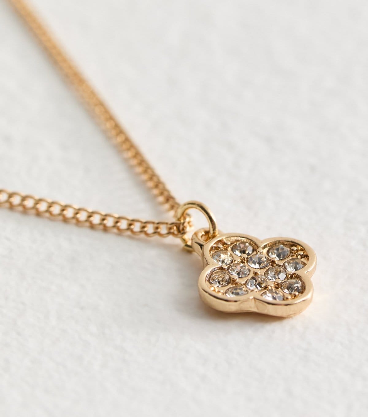 New Look Gold Tone Diamanté Embellished Flower Pendant Necklace New Look - 4