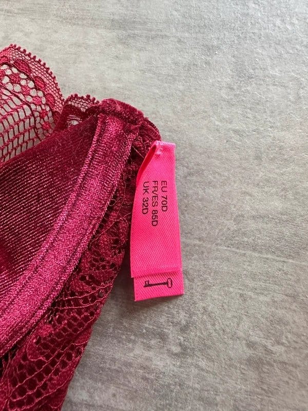 ASOS Red Velvet Lace Bralette Crop Top 32D