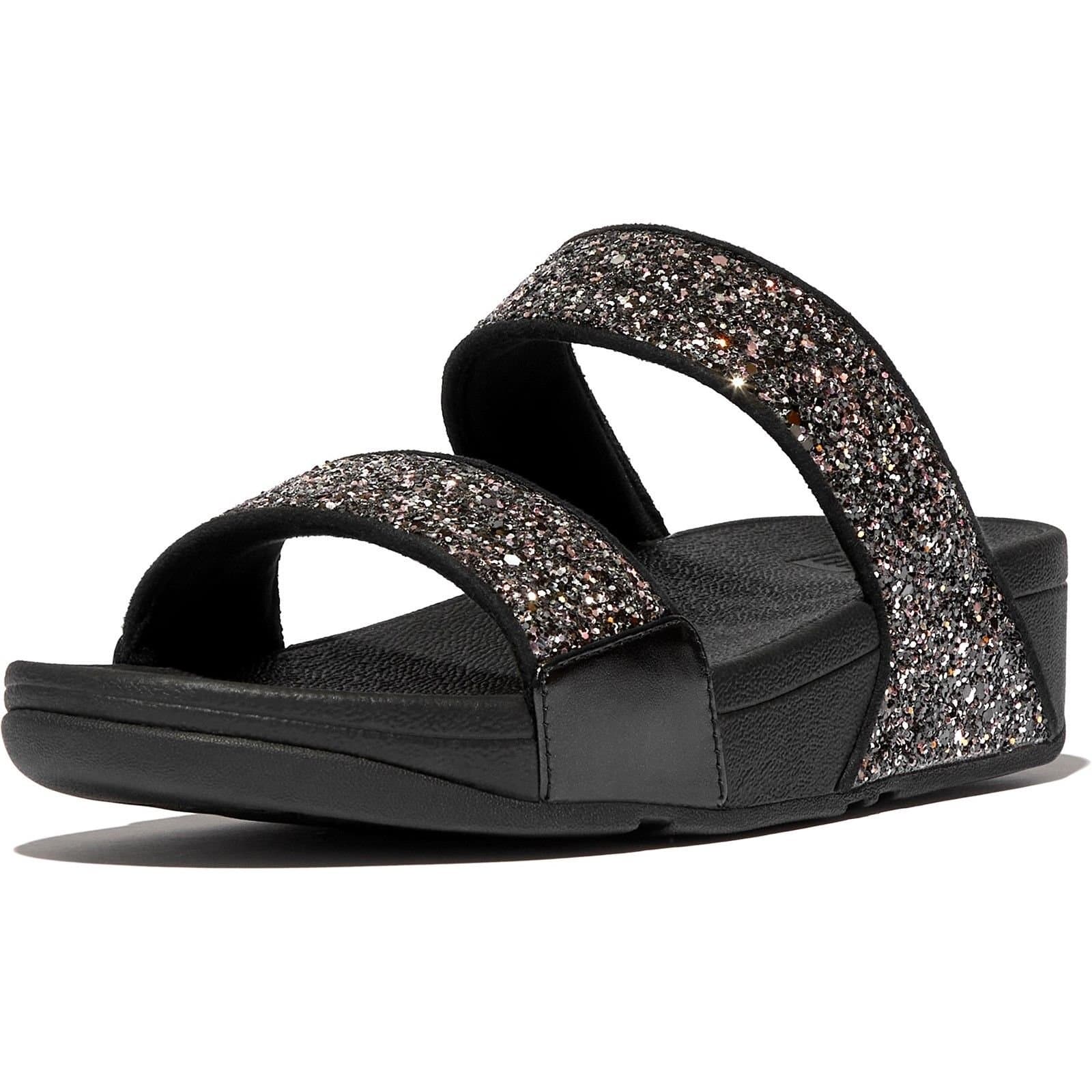 FitFlop FitFlop Women's Lulu 2 Bar Glitter Sandal in Black