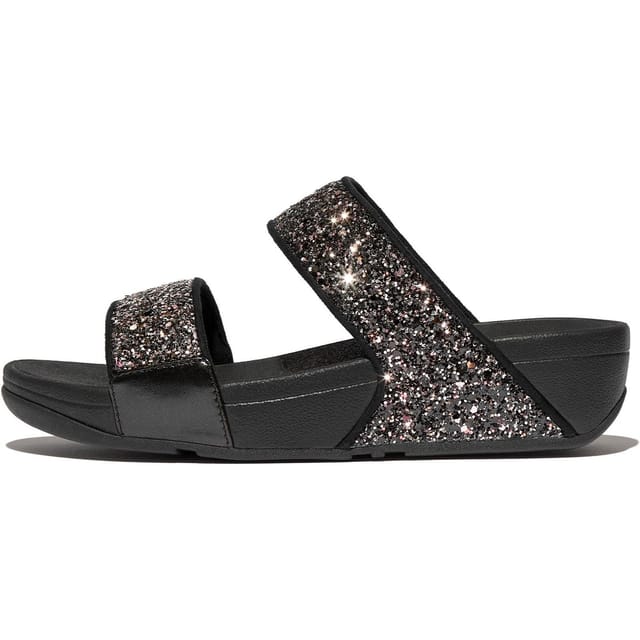 FitFlop FitFlop Women's Lulu 2 Bar Glitter Sandal in Black - 2