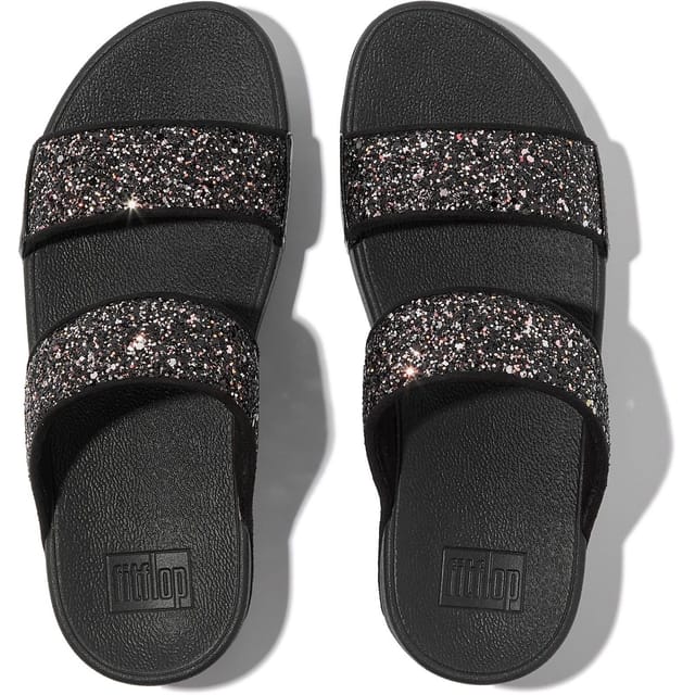 FitFlop FitFlop Women's Lulu 2 Bar Glitter Sandal in Black - 3
