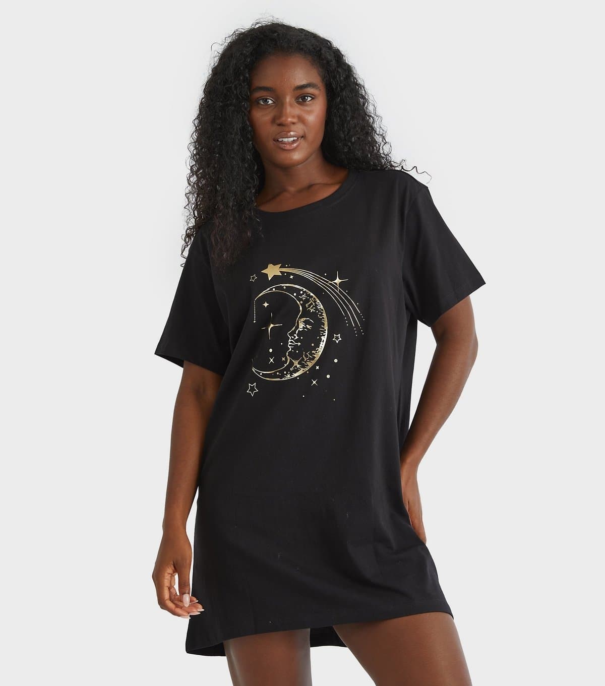 Skinnydip Women's Black Celestial Print Jersey Night Dress Skinnydip New Look