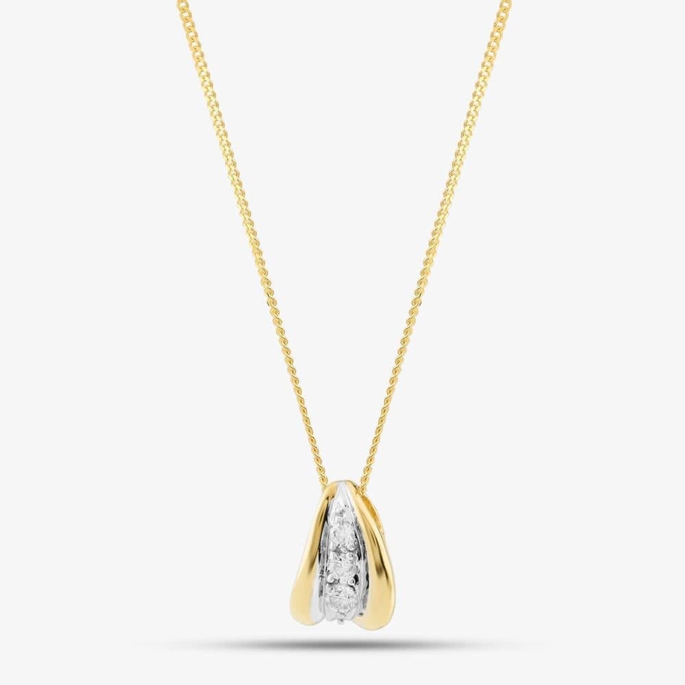 T.H.Baker T.H.Baker Women's 9ct Yellow Gold Brilliant Cut Diamond Curverd Necklace P1240/10C-10