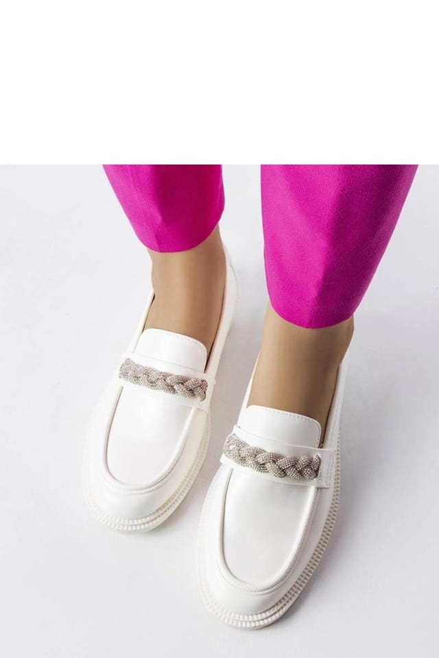 Love Lace Love Lace Women's Zircon Embellished Slip On Summer Moccasins Shoes in White - 3