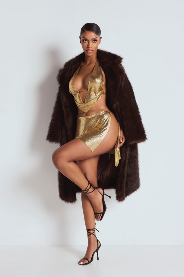 LEMONLUNAR LEMONLUNAR Women's The Brown Fur Coat - 3