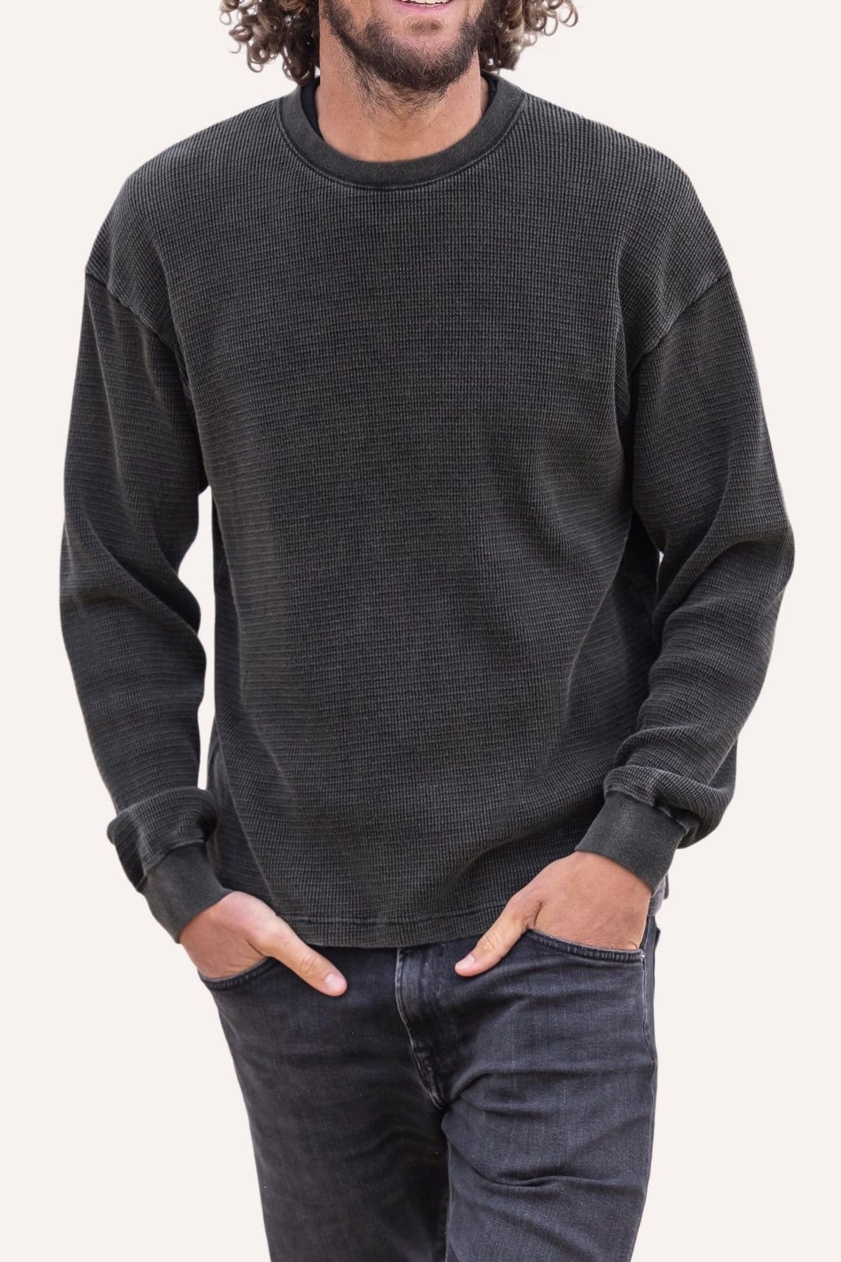 Celtic & Co Celtic & Co Men's Waffle Sweatshirt in Charcoal - 4