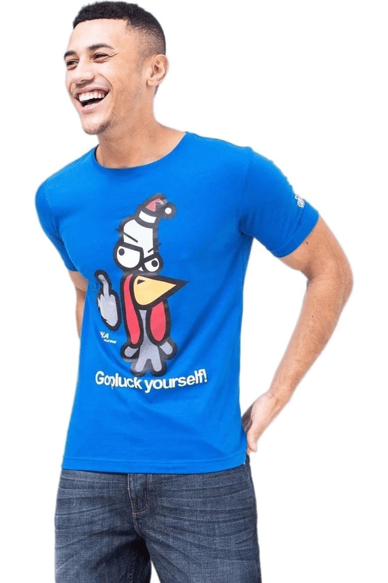 Xplicit Xplicit Men's Bad Turkey Christmas T-Shirt in Blue