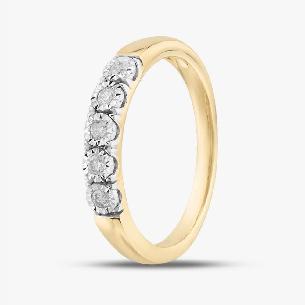 T.H.Baker T.H.Baker Women's 9ct Yellow Gold 0.10ct Brilliant Cut Diamond Half Eternity Ring THR40294-10 (YG)