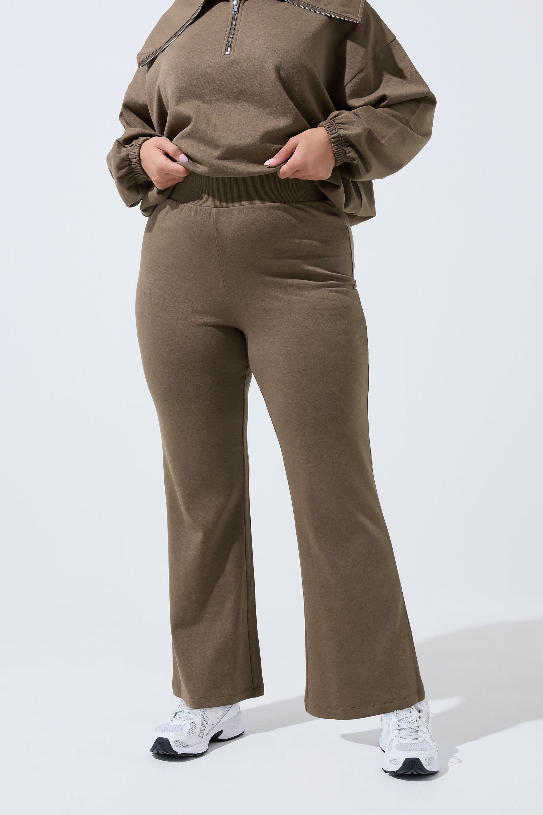 Limited Collection Plus Size Brown Slim Flare Joggers