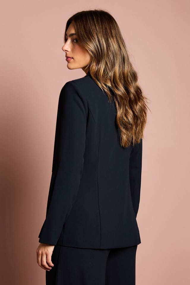 Coast Coast Women's Satin Detail Drape Front Blazer in Navy - 3