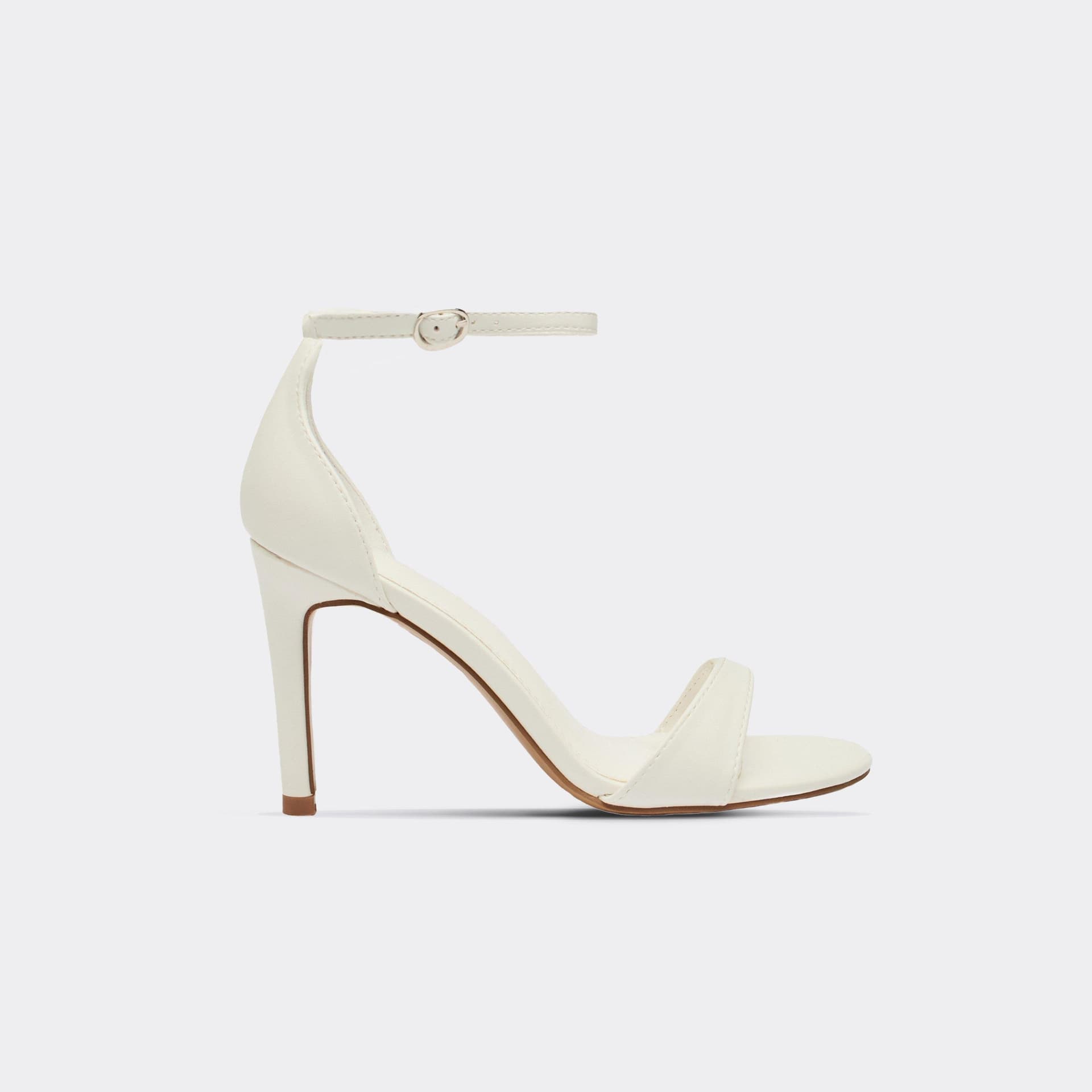 EGO EGO White Faux Leather Ankle Strap Barely There Heel