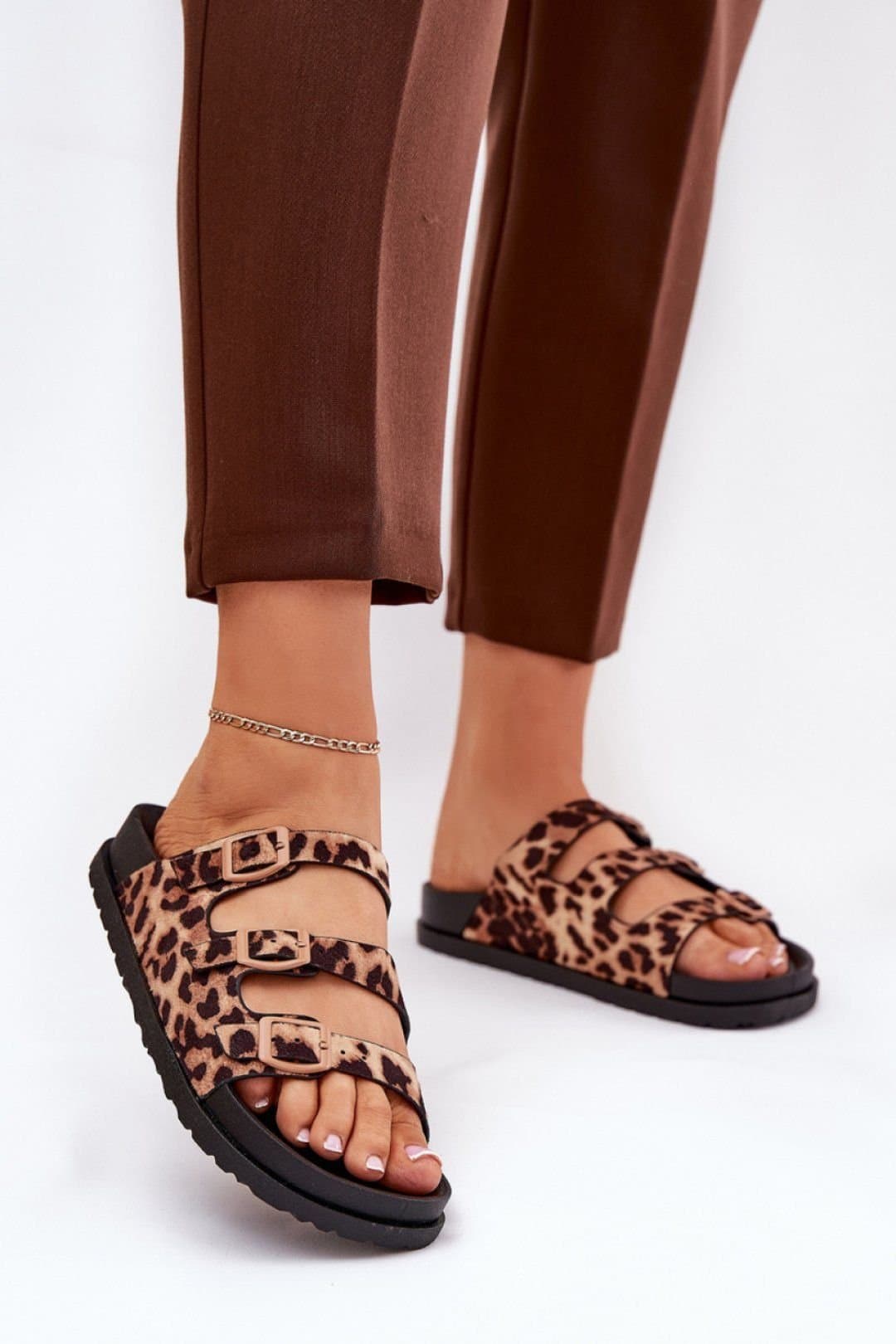 Love Lace Love Lace Women's Adjustable Buckle Strap Suede Sandals with Contoured Insole in Brown