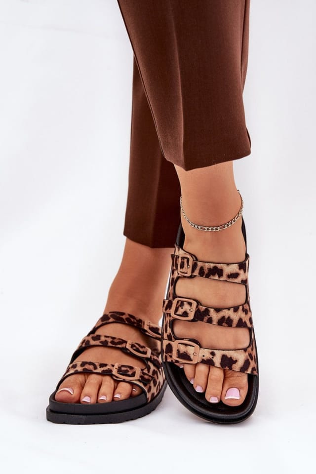 Love Lace Love Lace Women's Adjustable Buckle Strap Suede Sandals with Contoured Insole in Brown - 3
