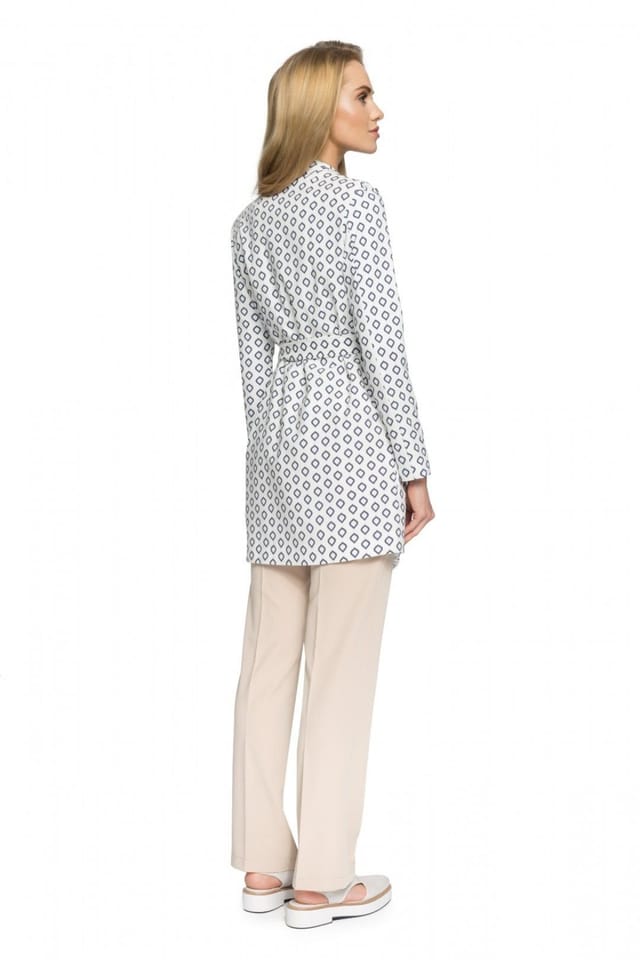 Love Lace Love Lace Women's Printed Fabric Belted Fully Lined Coat in White - 2