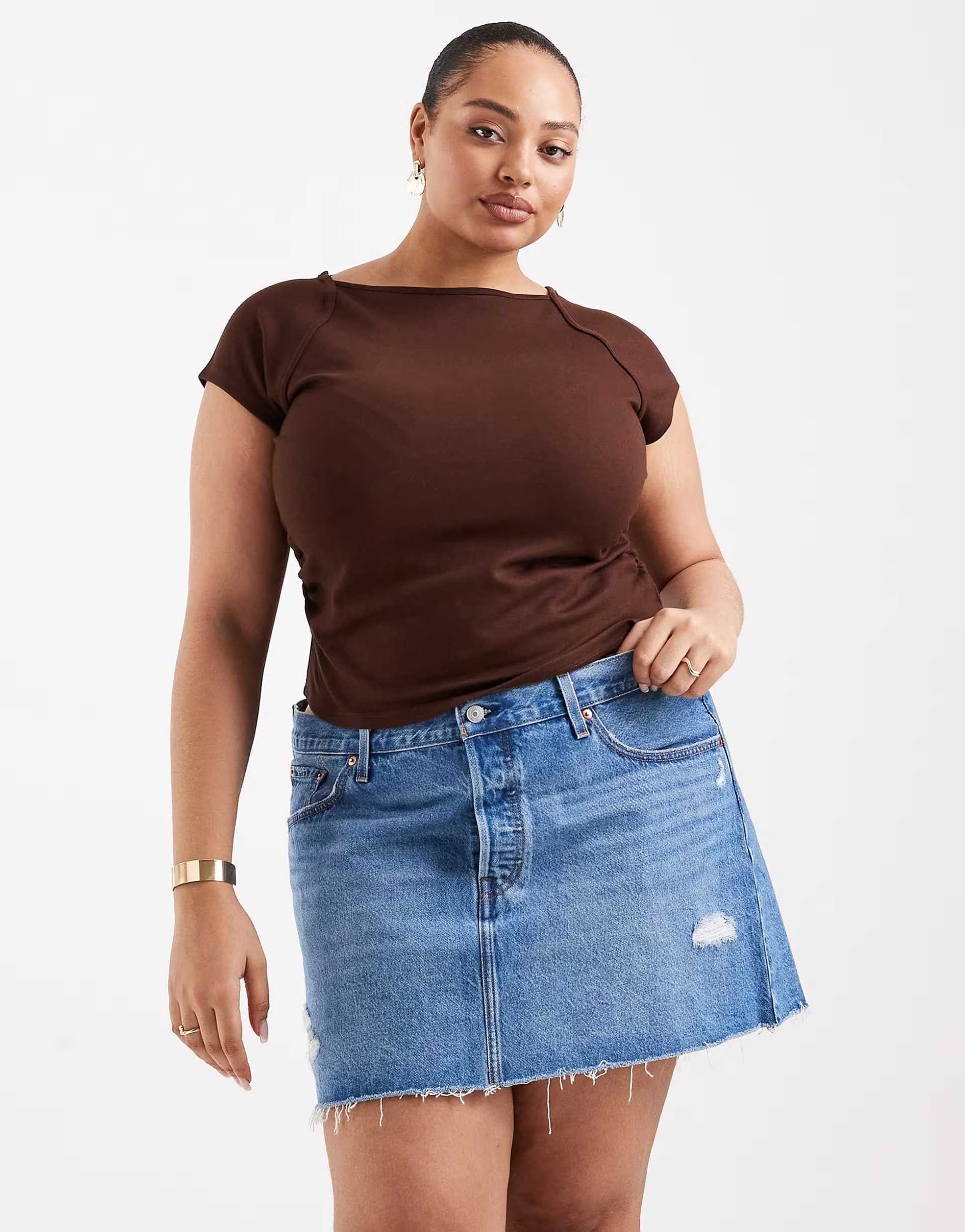 ASOS Levi's Plus icon skirt in mid wash blue