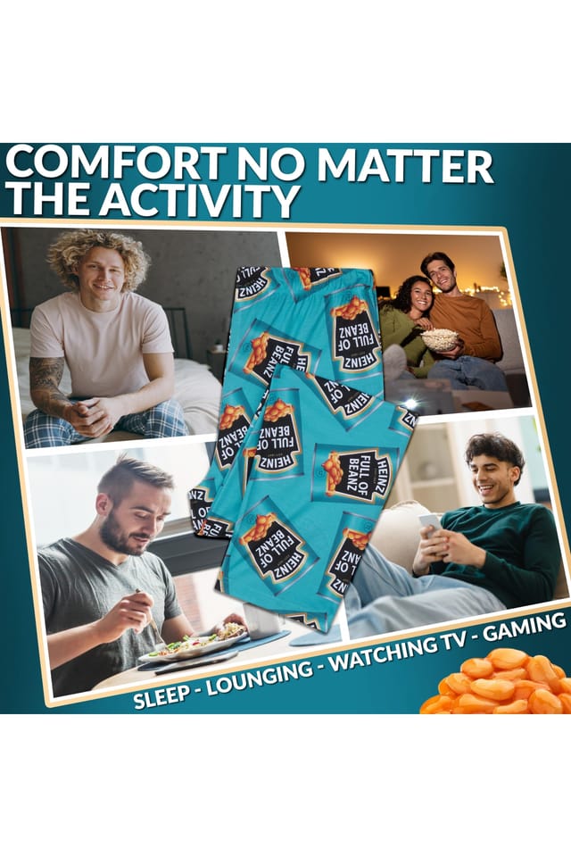 Heinz Heinz Men's Long Pyjama Bottoms PJ Loungewear Nightwear Sleepwear in Teal - 3
