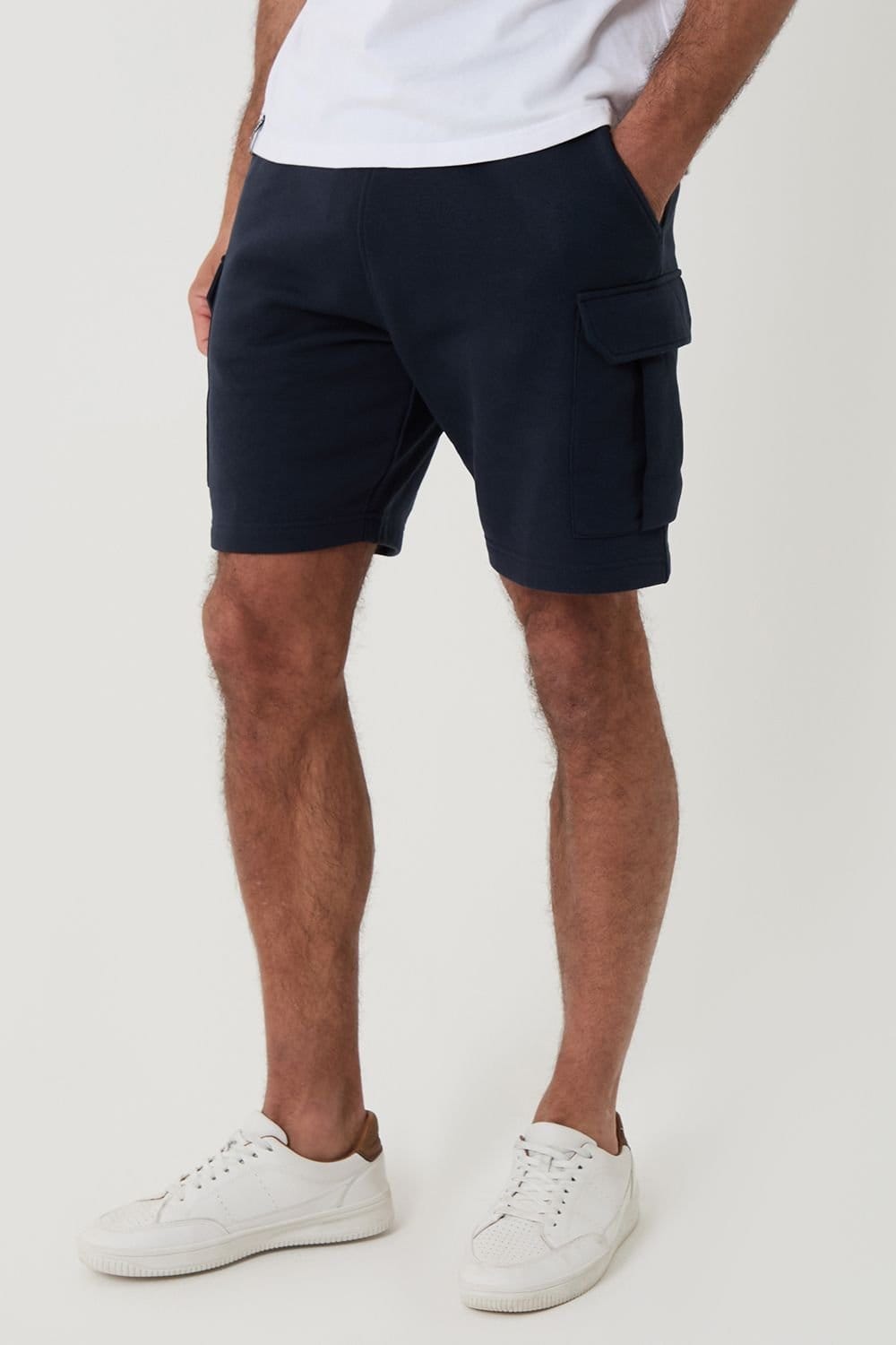 Threadbare Men's Navy Fleece 'Hunter' Cargo Shorts