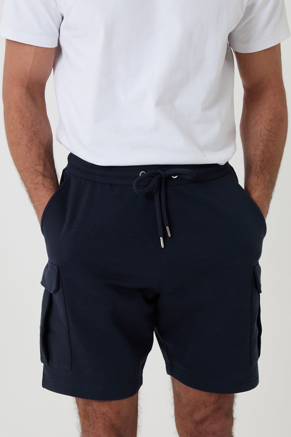 Threadbare Threadbare Men's Fleece 'Hunter' Cargo Shorts in Navy - 4