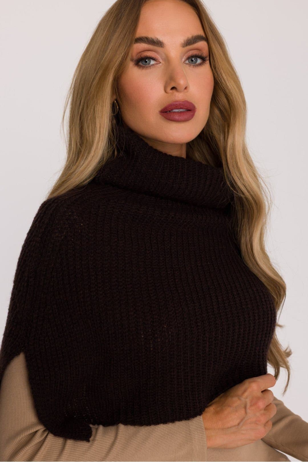Love Lace Love Lace Women's Soft Infinity Scarf with High Collar & Cozy Loose Weave Warm in Brown