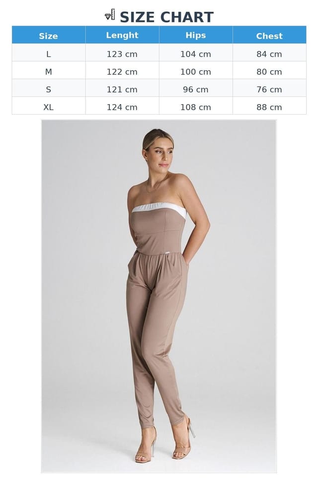 Love Lace Love Lace Women's Strapless Loose Jumpsuit with Pleated Legs in Beige - 3