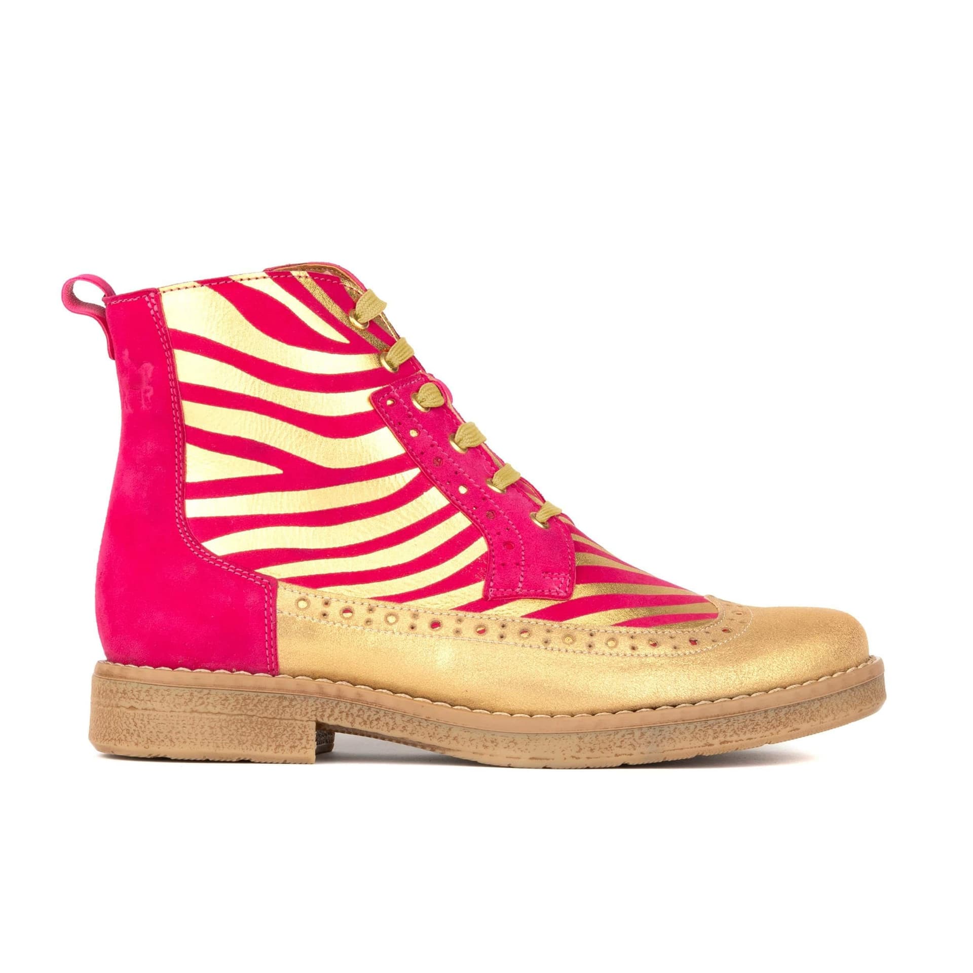 Embassy London Embassy London Pink & Gold Stripes Women's Lace-up Boot