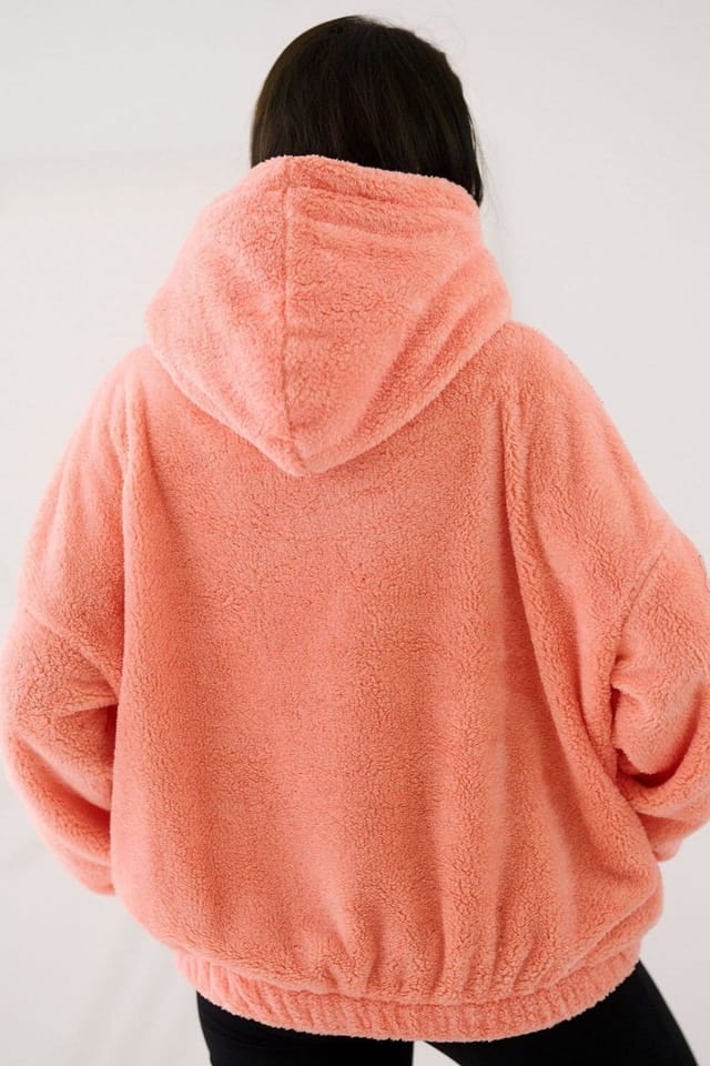 Love Lace Love Lace Women's Casual Teddy Bear Hooded Sweatshirt Style 223702 in Coral - 3