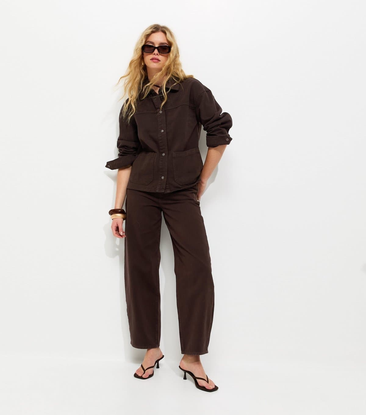 New Look Women's Brown Long Sleeve Denim Shacket New Look