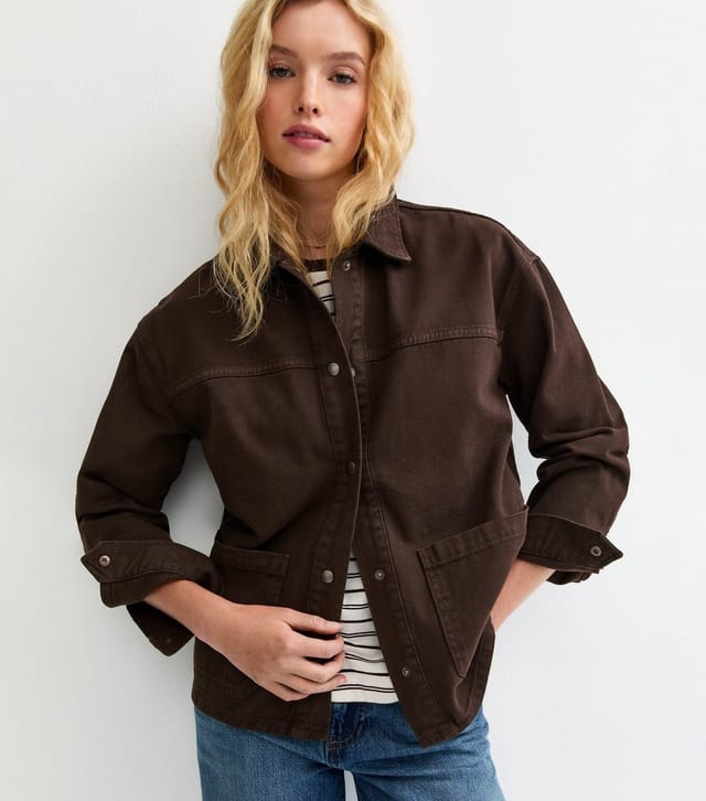 New Look Women's Brown Long Sleeve Denim Shacket New Look - 2