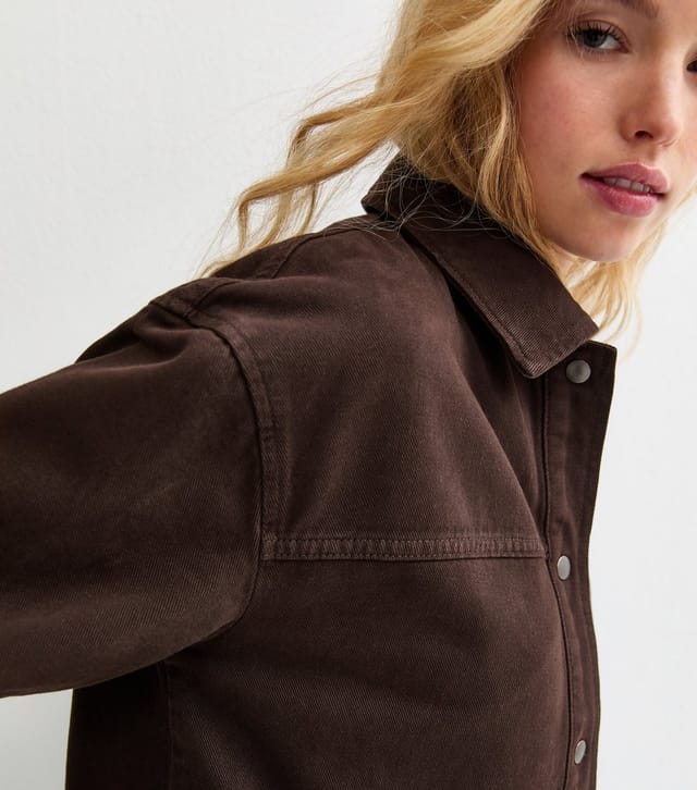 New Look Women's Brown Long Sleeve Denim Shacket New Look - 3