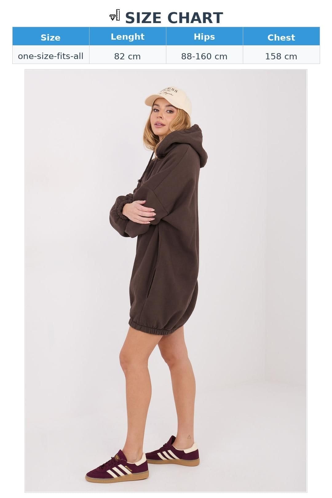 Love Lace Love Lace Women's Oversized Cotton Hoodie Dress with Pockets in Brown - 4