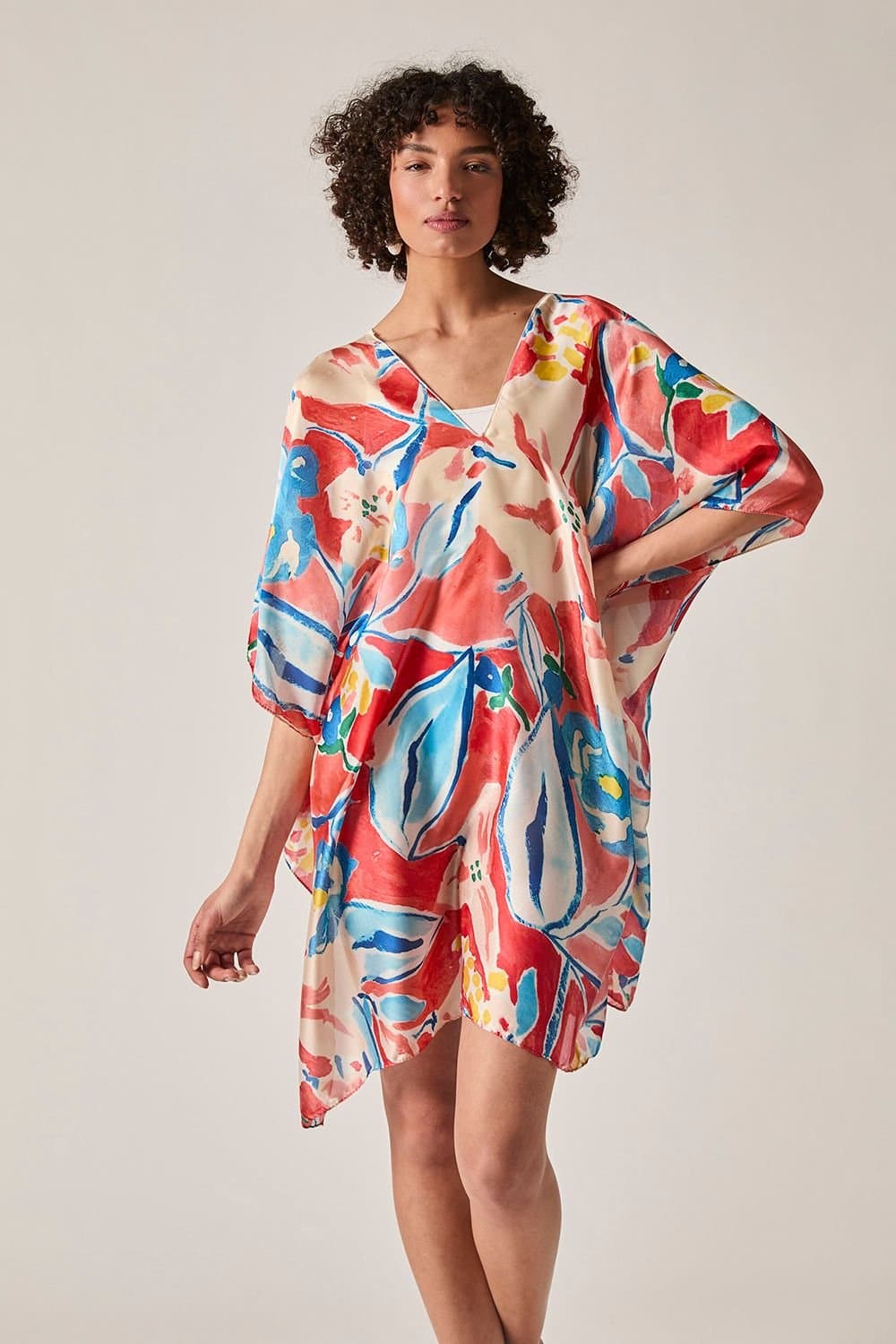 James Lakeland James Lakeland Women's Red Abstract Floral Kaftan