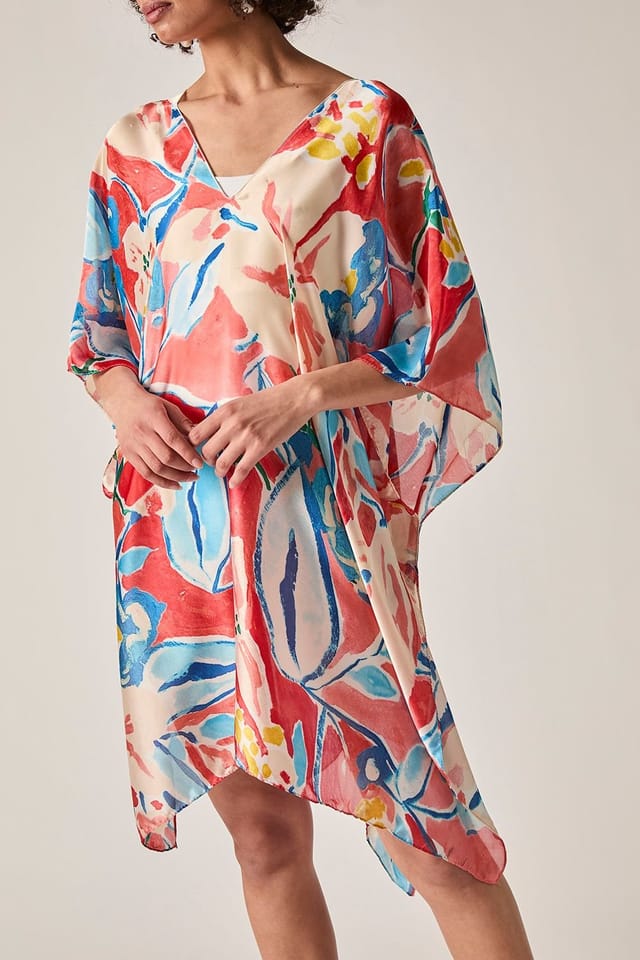 James Lakeland James Lakeland Women's Red Abstract Floral Kaftan - 3
