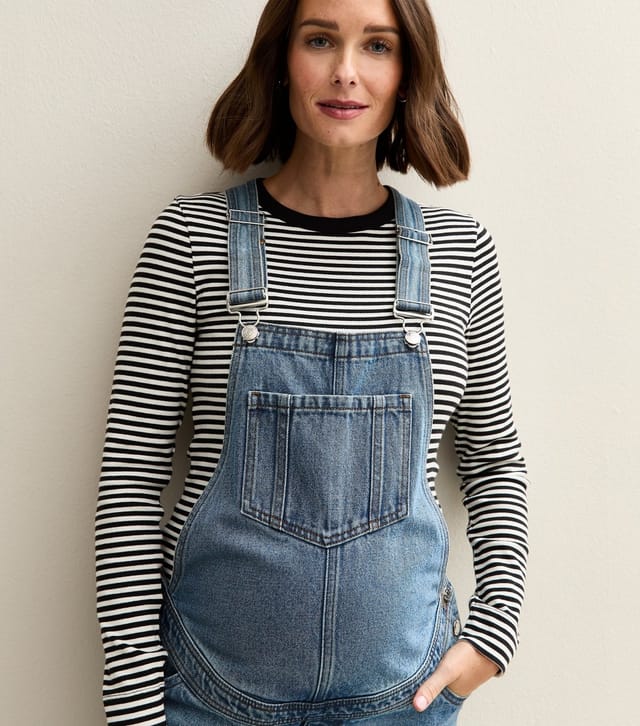 New Look Women's Maternity Blue Wash Denim Dungarees New Look - 2