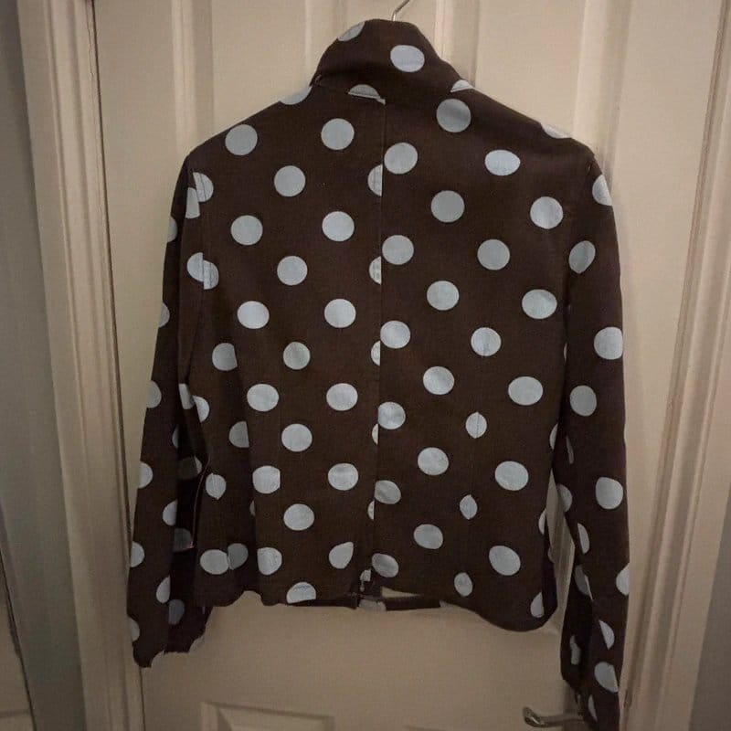 ASOS Design Brown & Light Blue Polka Dot Denim Jacket