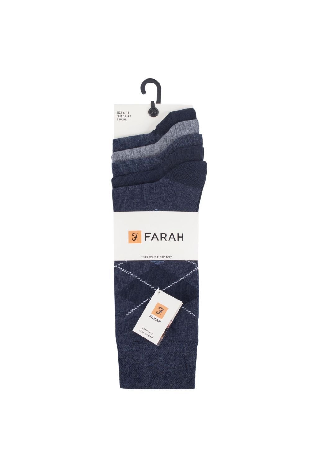 Farah FARAH Men's 5 Pack Argyle Patterned Cotton Dress Socks in Blue - 2
