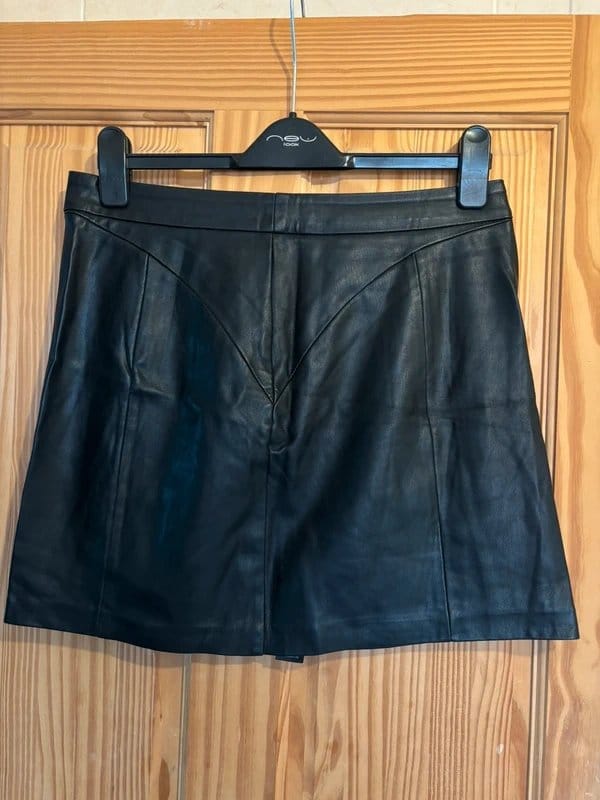 Topshop Black Leather Mini Skirt