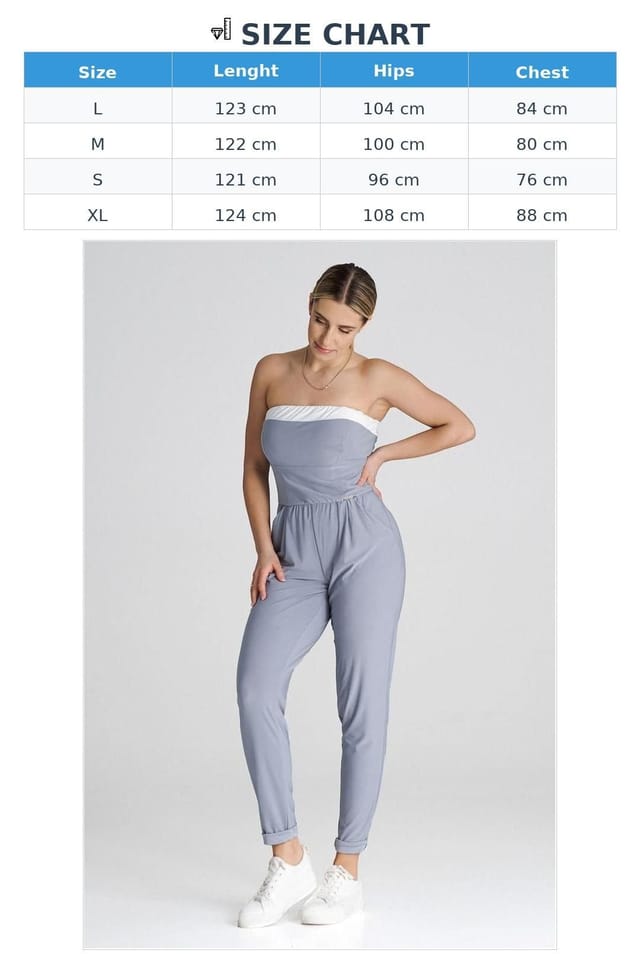 Love Lace Love Lace Women's Strapless Loose Classic Jumpsuit with Pleats in Grey - 3