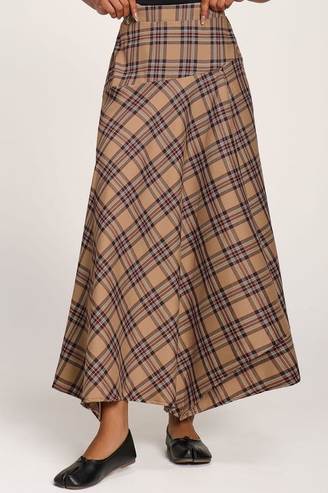 Jolie Moi Jolie Moi Women's Check Asymmetric Woven Maxi Skirt - 3