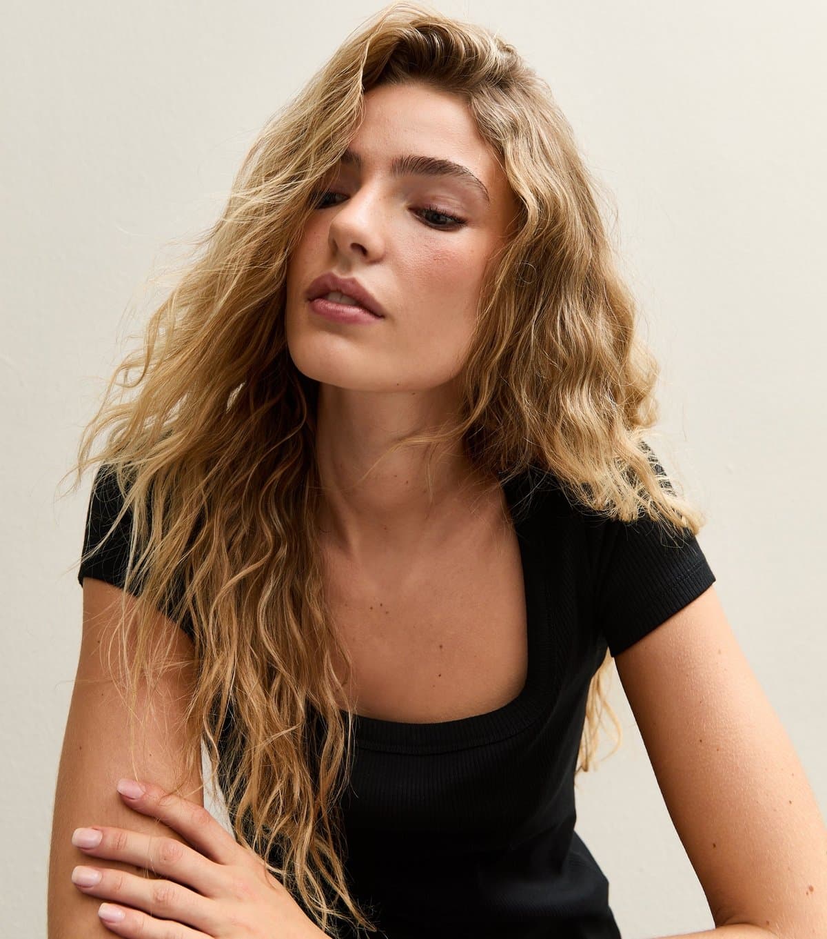 New Look New Look Black Square Neck Top