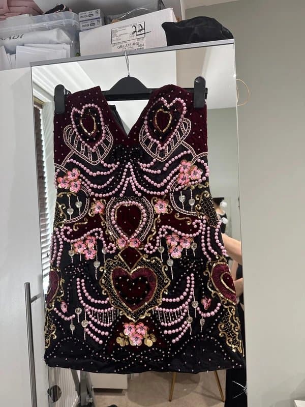 ASOS ASOS luxe velvet heart embellished mini dress