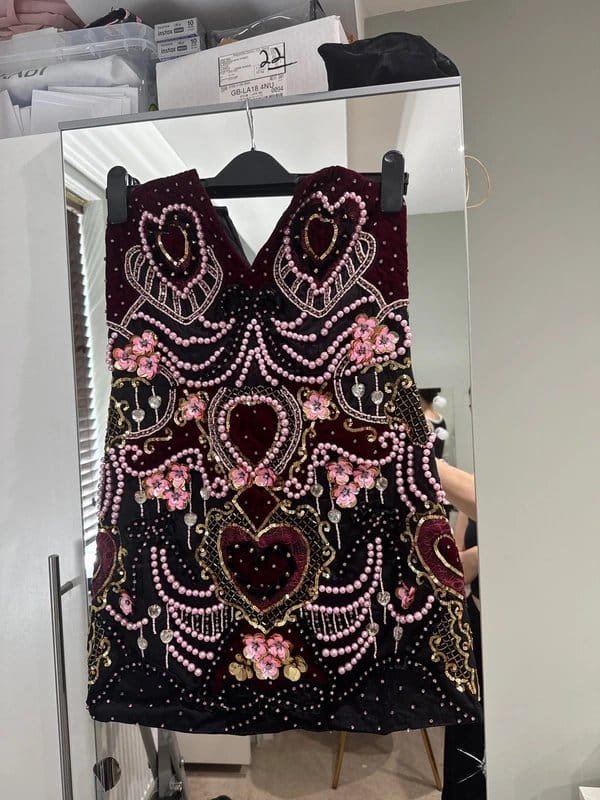 ASOS Burgundy Velvet Embellished Mini Dress
