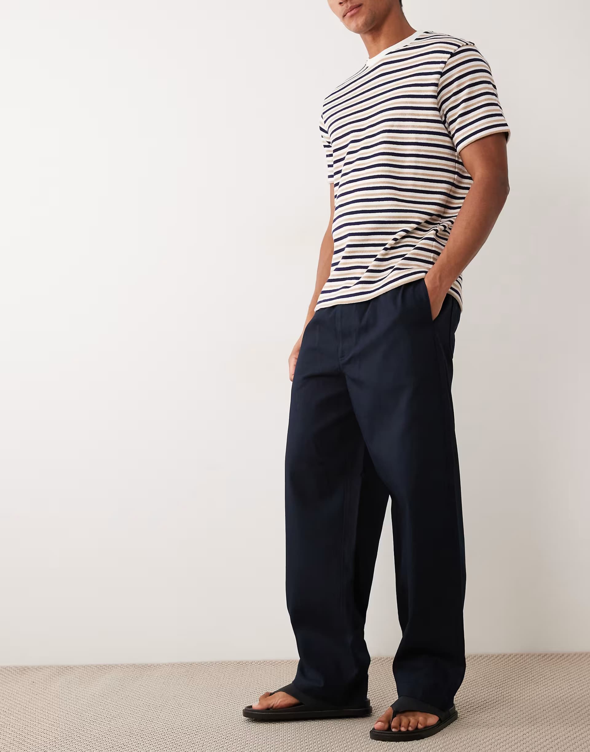 ASOS ARKET pure cotton pull on trouser in dark blue