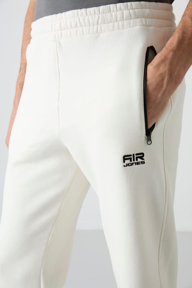 Tommy Life Tommy Life Men's Regular Fit Fleece Sweatpants in Off-White - 3