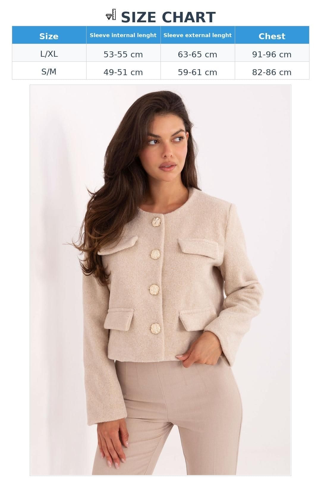 Love Lace Love Lace Women's Short Cut Button Up Polyester Jacket in Beige - 4