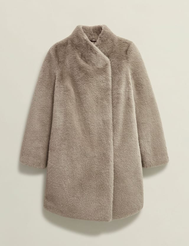 Hobbs London Hobbs London Women's Tarini Faux Fur Teddy Coat in Taupe - 2